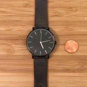 Skagen-like Black Watch with Metal Mesh Band